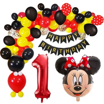 BALONY ZESTAW NA 1 URODZINY MYSZKA MINNIE 85SZT