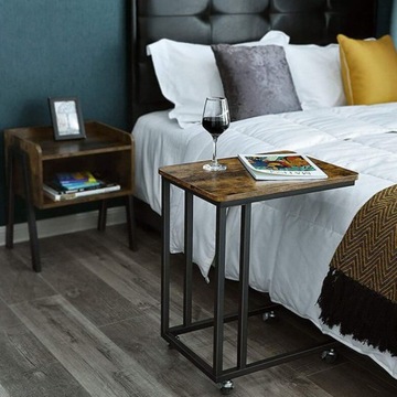 ЛОФТ СОВРЕМЕННЫЙ ПРОМЫШЛЕННЫЙ МЕТАЛЛИЧЕСКИЙ ЖУРНАЛЬНЫЙ СТОЛИК НА КОЛЕСАХ ДЛЯ НОУТБУКА