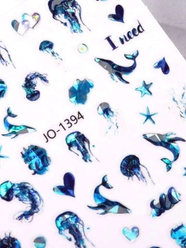 НАКЛЕЙКИ ДЛЯ МАНИКЮРА МОРСКИЕ МЕДУЗЫ ЗВЕЗДЫ КИТЫ
