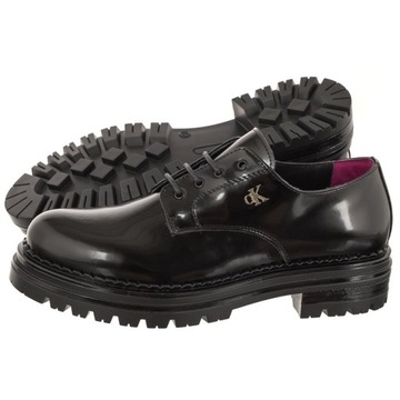 Buty Oxfordy Glany Lakierowane Damskie Calvin Klein Czarne