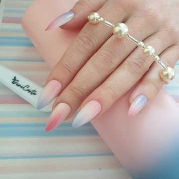 Paznokcie Sztuczne Tipsy Almond Ombre Różowe z Klejem 24szt