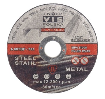 10 X TARCZE CIĘCIA METALU 125x1,0 INTER-VIS INOX