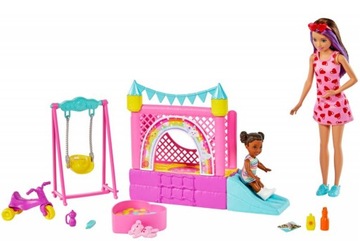 BARBIE OPIEKUNKA SKIPPER DMUCHANY ZAMEK 2 LALKI