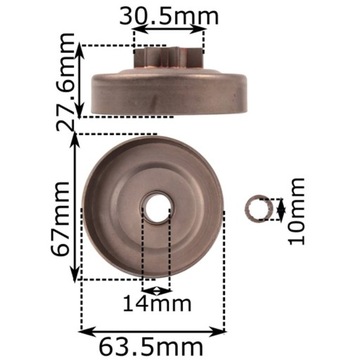 БАРАБАН КОРЗИНЫ СЦЕПЛЕНИЯ ФИКСИРОВАННАЯ ЗВЕЗДОЧКА ДЛЯ ПИЛЫ HUSQVARNA 136 137 141 142 236 240