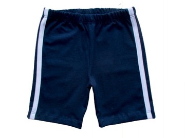 Legginsy getry krótkie spodenki na WF z paskami bawełniane granatowe 152