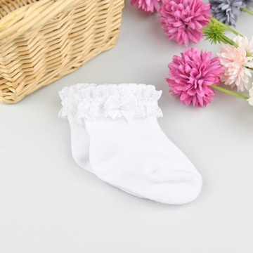 Белые крестильные носки для обуви 11 см и 12 см.