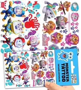 TATUAŻE ZMYWALNE TYMCZASOWE DLA DZIECI PSI PATROL WZORY ORYGINALNE