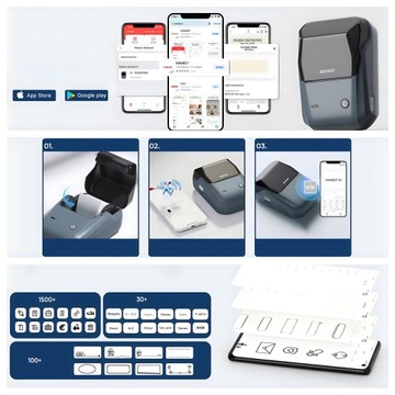 Мини-принтер этикеток NIMBOT B1 Bluetooth 20–50 мм + лента, iOS Android