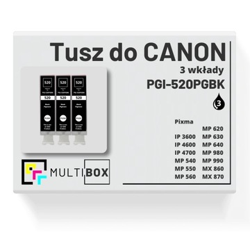 3x czarny tusz PGI-520PGBK do Canon Pixma MP560