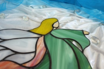 Витраж Ангел Тиффани Кал зеленый, подвесной