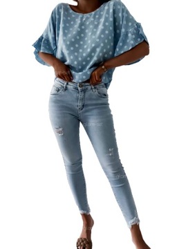 Jeansy M.Sara jasny jeans przetarcia push up