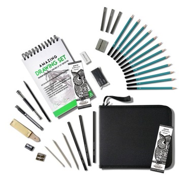 OŁÓWKI DUŻY ZESTAW DO SZKICOWANIA SZKICOWNIK XL NA PREZENT