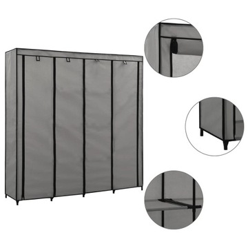 SZAFA Z 4 PRZEGRODAMI SZARA 175X45X170CM