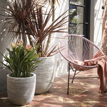 Горшок для растений Capi Oval Nature Rib, 54x52 см, слоновая кость, KOFI935