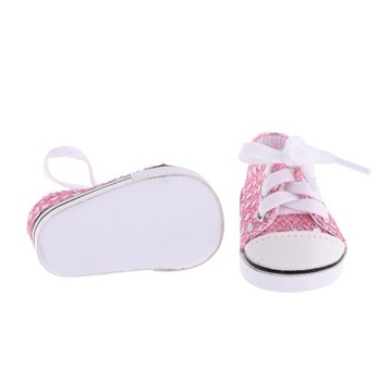 2 пары кроссовок с пайетками, кукольная обувь.