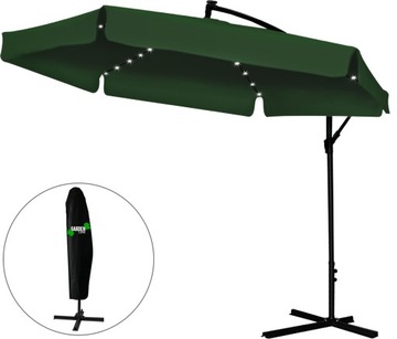 СКЛАДНОЙ САДОВЫЙ ЗОНТ ЗЕЛЕНЫЙ 350см С КРЫШКОЙ СВЕТОДИОДНОЕ СОЛНЕЧНОЕ ОСВЕЩЕНИЕ