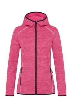 Женская флисовая куртка на молнии с капюшоном и карманами из переработанного экологически чистого материала розового цвета XS