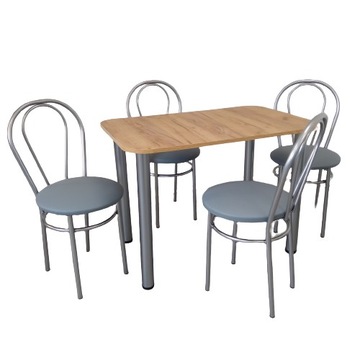 Zestaw stol 120/69 + 4 krzesla tulipan srebrne