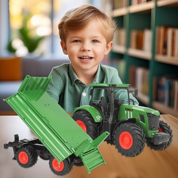 TRAKTOR CIĄGNIK PRZYCZEPA WYWROTKA ODPINANA MASZYNA ROLNICZA ZESTAW FARMERA