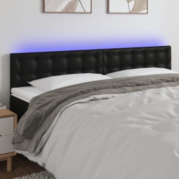 vidaXL Изголовье кровати со светодиодной подсветкой Черный 200x5x78/88 см Искусственная кожа