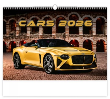 H22 Kalendarz ścienny 14-planszowy CARS 2026 SPORTOWE AUTA 45x31.5 cm