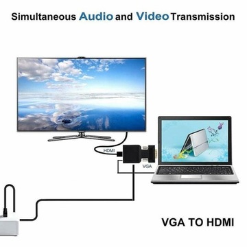 АДАПТЕР-ПРЕОБРАЗОВАТЕЛЬ VGA D-SUB В HDMI + АУДИО ЗВУК