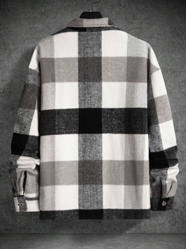 Shein Manfinity Męska koszula o luźnym kroju, w kratę, S