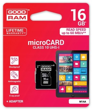 GOODRAM 16 GB micro SD HC Class 10 UHS-1 +a 60MB/s