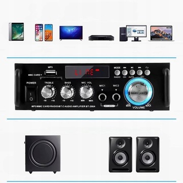 Портативный стереоусилитель Bluetooth с FM-радио и входом SD/USB