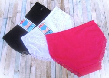 pakiet 3 szt. / majtki XL bawełniane pełne czarne białe i różowe