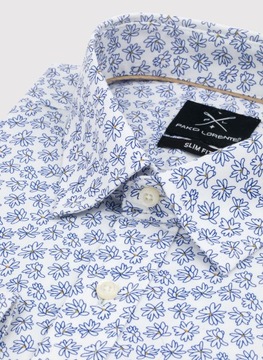 Biała koszula w niebieskie kwiatki męska Pako Lorente roz. L