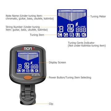 AROMA Clip-on Tuner Mini Portable Digital Tuning