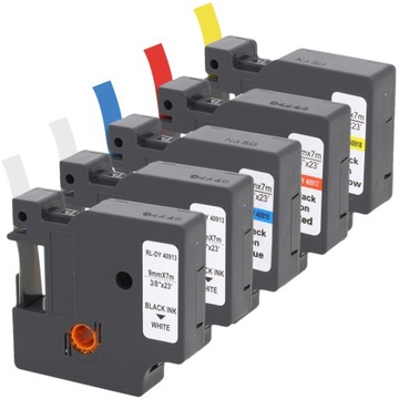 5x taśmy DYMO z kolorowym drukiem D1 40913 40916 40917 40918 9mm