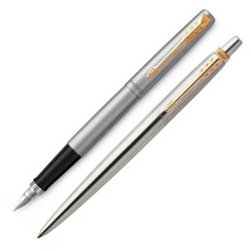 Подарочный набор Parker Jotter Silver Gold с пером и шариковой ручкой в ​​коробке