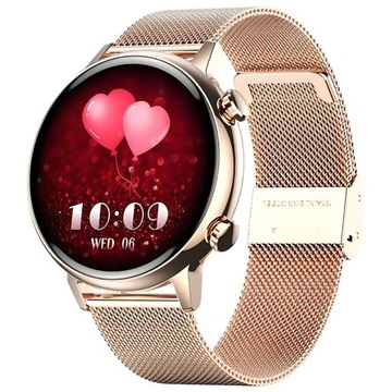 SMARTWATCH ВХОД В ВЫЗОВЫ PL МЕНЮ РОЗОВОЕ ЗОЛОТО СЕТКА