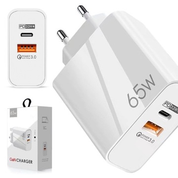 БЫСТРОЕ СЕТЕВОЕ ЗАРЯДНОЕ УСТРОЙСТВО 65 Вт GaN USB USB-C QC PD