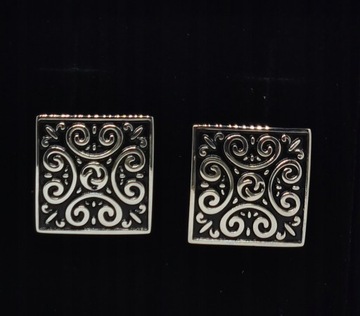 Серебряные запонки с квадратным узором