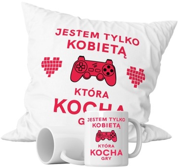 ZESTAW KUBEK + PODUSZKA GRACZA GAMING KOBIETA GRY