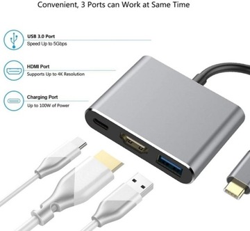Переходник USB-C USB 3.1 на HDMI/USB 3.0/USB-C 4K