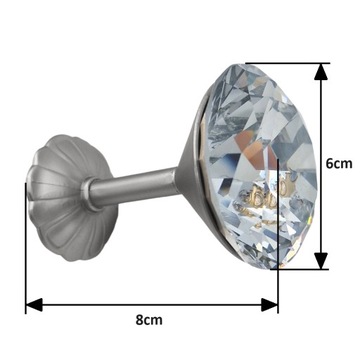 ROZETA KRYSZTAŁOWA uchwyt hak do upinania zasłon firan SREBRO MATOWE