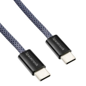Kabel 2xUSB Typ C Szybkie Ładowanie PD100/240W Spacetronik 1m Granatowy