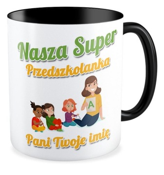 Kubek czarny SUPER PRZEDSZKOLANKA Twoje imię