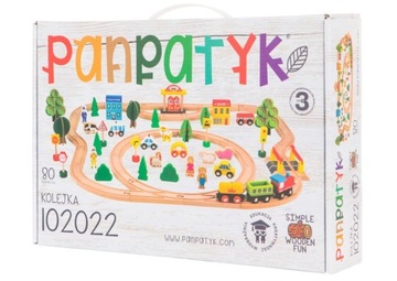 KOLEJKA DREWNIANA PAN PATYK TORY POCIĄG 80 EL. NEW