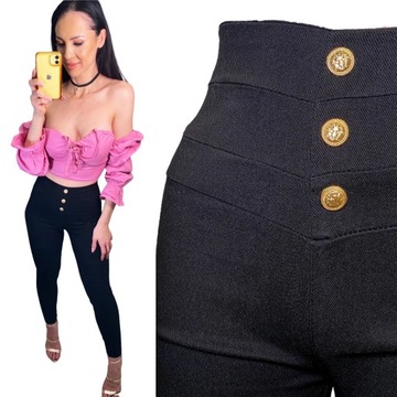 g spodnie legginsy wysokim stanem guziki modne XL/XXL 78062