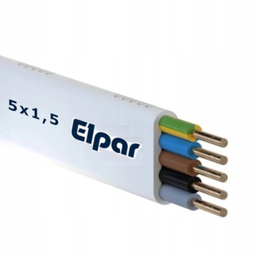 Przewód instalacyjny płaski YDYp 5x1,5 kabel - 1m