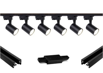 6X Reflektory na szynie PREMIUM 2 metry + łącznik
