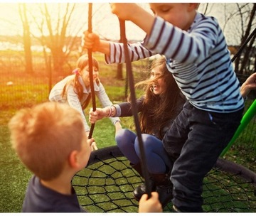 КАЧЕЛИ ГНЕЗДО АИСТА XL 100см ЧЕРНО-ЗЕЛЕНЫЕ ВЕРЕВКИ 18мм