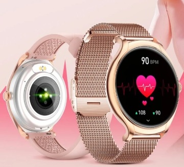 ELEGANCKI SMARTWATCH DAMSKI złoty ZEGAREK POLSKIE menu ROZMOWY DLA KOBIETY