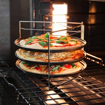 Набор из 3-х противней для пиццы, подставка для подносов для пиццы.