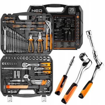 НАБОР ИНСТРУМЕНТОВ NEO КЛЮЧИ С ОТКРЫТЫМИ ТОРЦАМИ 143 ГОЛОВКИ EL 1/2 1/4 08-945